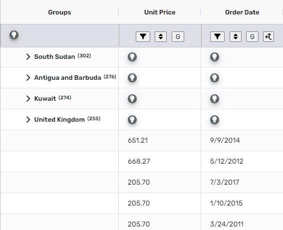 Click-to-group multiple columns